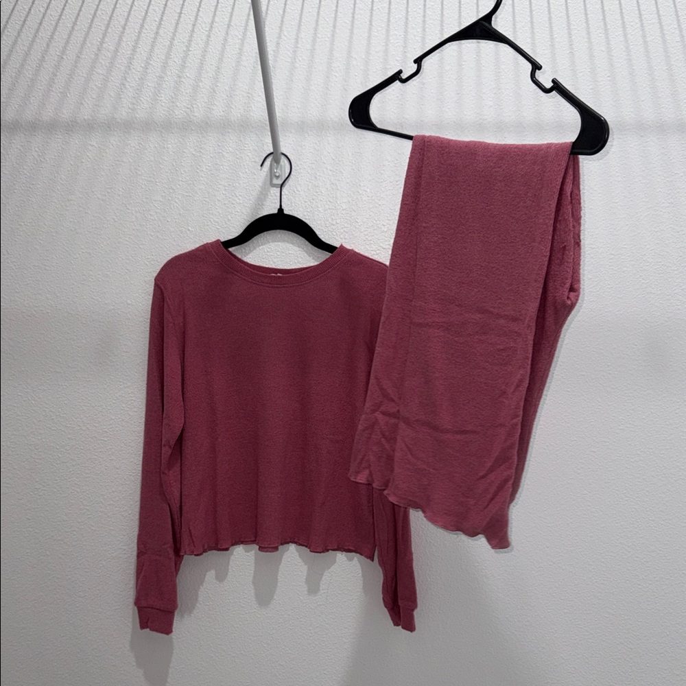 Pink Long Sleeve Top and Scarf Set